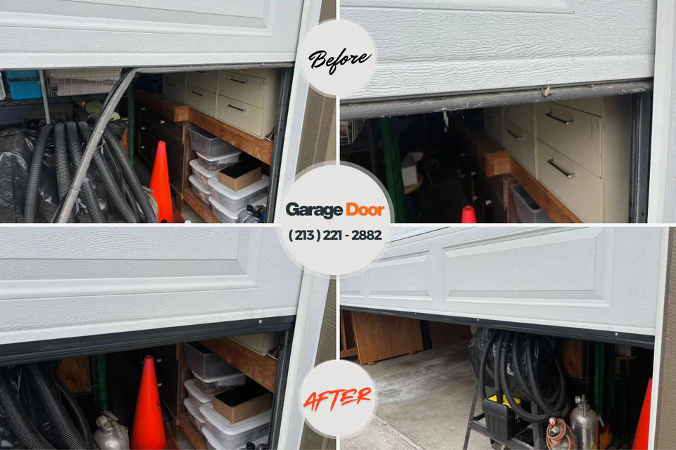 Before and after: garage door repair Roseland, IN